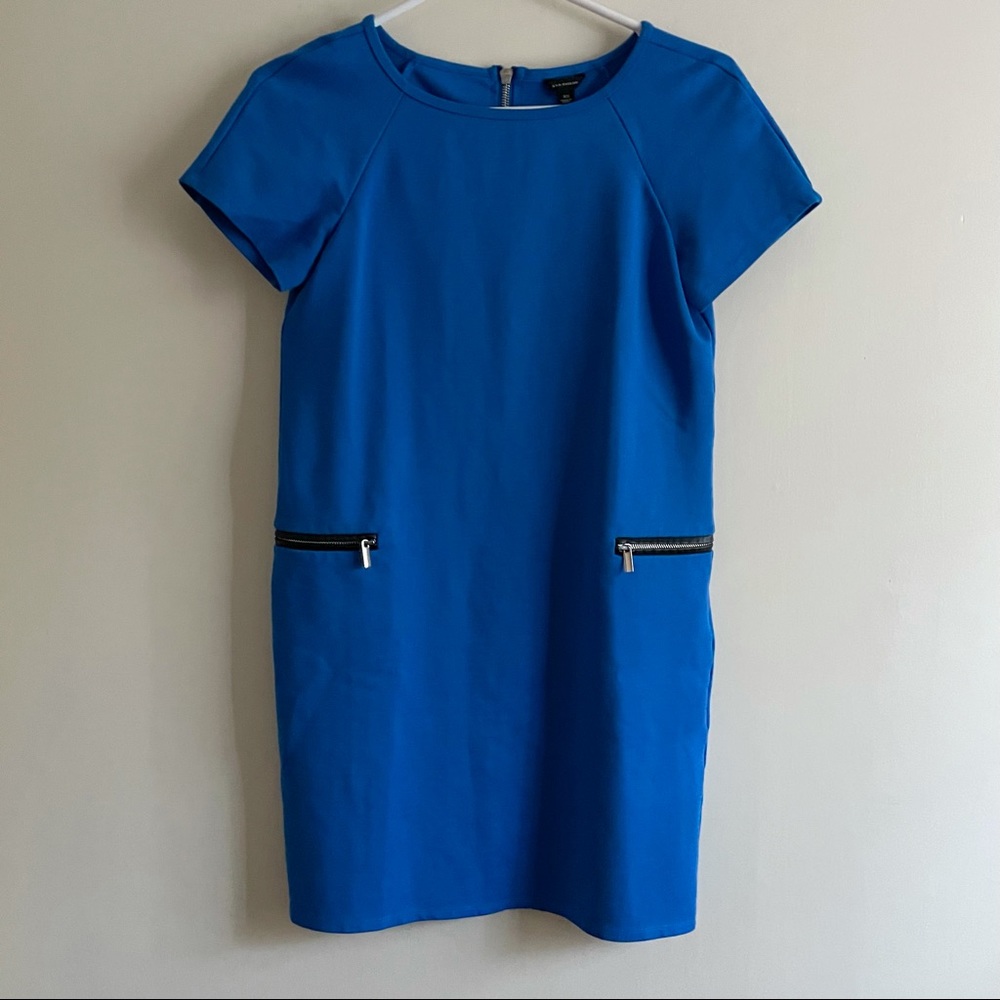 ann taylor womens blue structured mini dress zipper pockets size x small